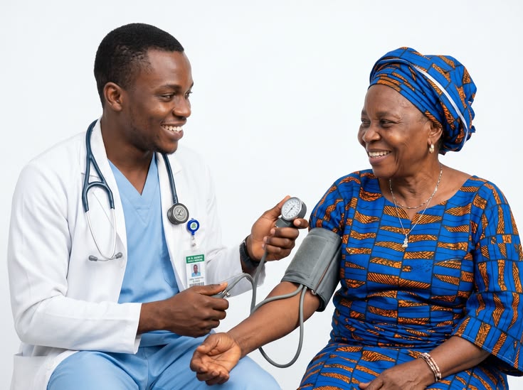 A nurse attending to a patient at a health centre
